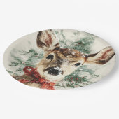 Christmas Whimsical Deer Paper Plates Papieren Bordje (Gekanteld)