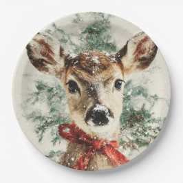 Christmas Whimsical Deer Paper Plates Papieren Bordje