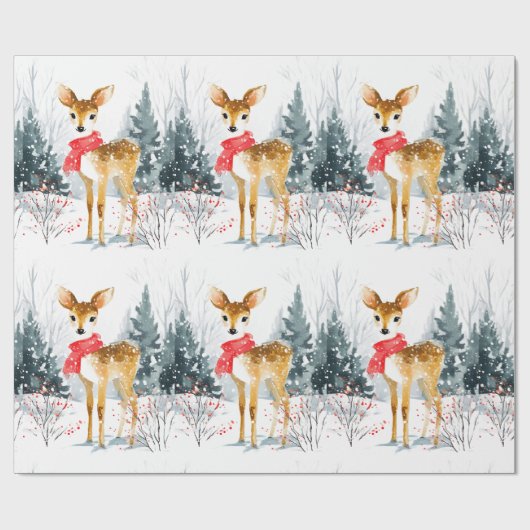 Christmas Whimsical Deer | Wrapping Paper Cadeaupapier (Vlak)