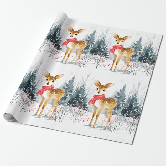 Christmas Whimsical Deer | Wrapping Paper Cadeaupapier (Uitgerold)
