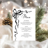 Christmas Whimsical Funky Black Bow Dinner Party Menu