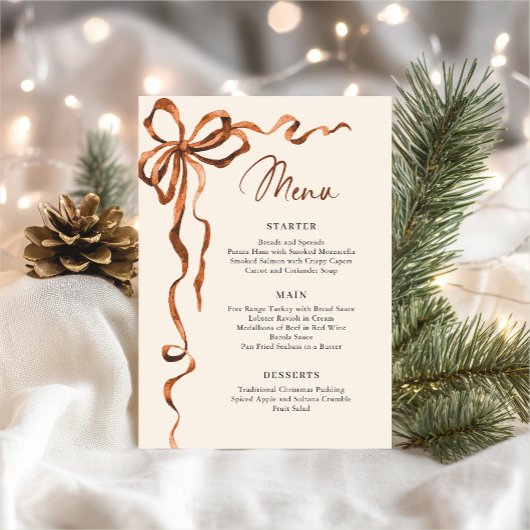 Christmas Whimsical Funky Boho Bow Dinner Party Menu