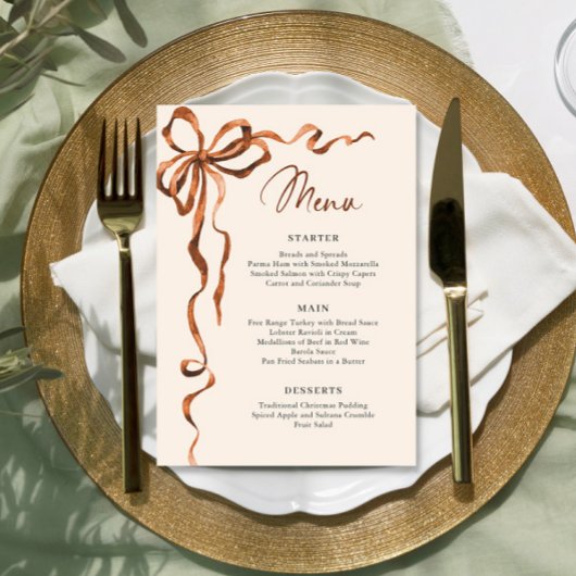 Christmas Whimsical Funky Boho Bow Dinner Party Menu