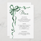 Christmas Whimsical Funky Green Bow Dinner Party Menu (Voorkant / Achterkant)