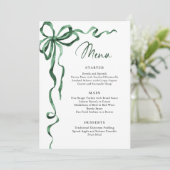 Christmas Whimsical Funky Green Bow Dinner Party Menu (Staand voorkant)