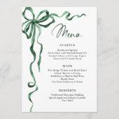 Christmas Whimsical Funky Green Bow Dinner Party Menu (Voorkant)