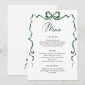 Christmas Whimsical Funky Green Bow Dinner Party Menu (Voorkant / Achterkant)
