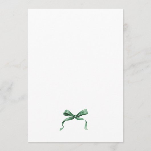 Christmas Whimsical Funky Green Bow Dinner Party Menu (Achterkant)