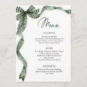 Christmas Whimsical Funky Green Bow Dinner Party Menu (Voorkant)