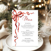 Christmas Whimsical Funky Red Bow Dinner Party Menu