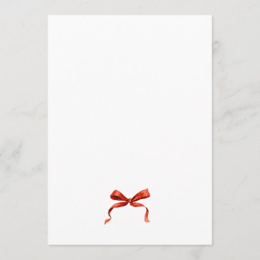 Christmas Whimsical Funky Red Bow Dinner Party Menu (Achterkant)