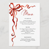 Christmas Whimsical Funky Red Bow Dinner Party Menu (Voorkant)