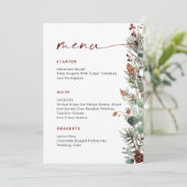 Christmas Whimsical Red Bow Wreath Dinner Party Menu (Staand voorkant)