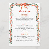Christmas Whimsical Red Bow Wreath Dinner Party Menu (Voorkant)