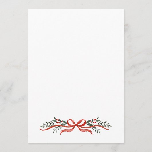 Christmas Whimsical Red Bow Wreath Dinner Party Menu (Achterkant)