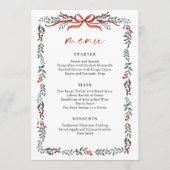 Christmas Whimsical Red Bow Wreath Dinner Party Menu (Voorkant)