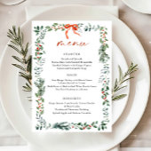 Christmas Whimsical Red Bow Wreath Dinner Party Menu