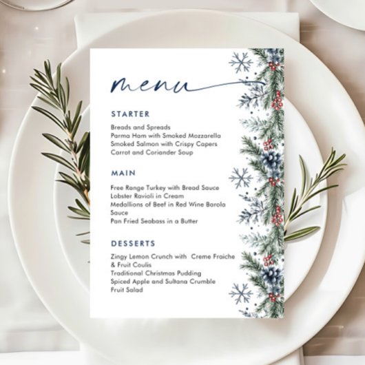 Christmas Whimsical Red Bow Wreath Dinner Party Menu