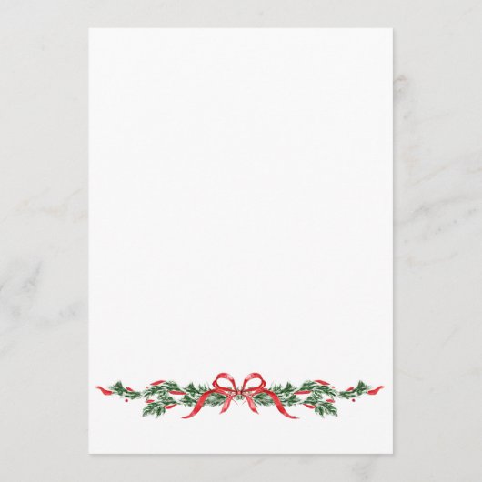 Christmas Whimsical Red Bow Wreath Dinner Party Menu (Achterkant)