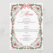 Christmas Whimsical Red Bow Wreath Dinner Party Menu (Voorkant)