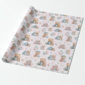 Christmas Whimsical Teddy Bears Wrapping Paper Cadeaupapier (Uitgerold)