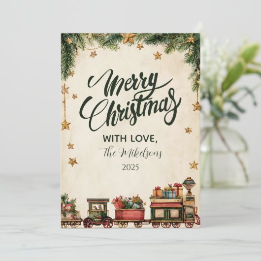 Christmas Whimsical Toy Express Feestdagenkaart (Staand voorkant)