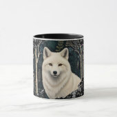 Christmas white fox white wolf sparkling snowflake mok (Midden)