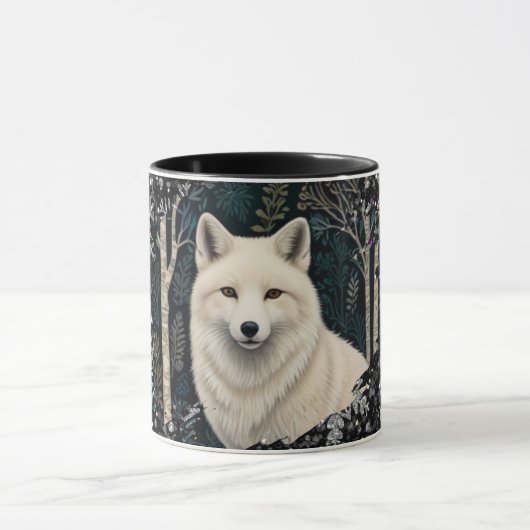 Christmas white fox white wolf sparkling snowflake mok (Midden)