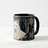 Christmas white fox white wolf sparkling snowflake mok (Voorkant rechts)