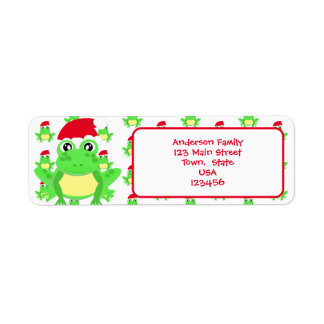 Christmas White Frog Santa Hat Pattern Schattigee  Etiket