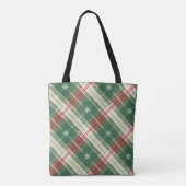 Christmas White Gold Plaid Tote Bag (Achterkant)