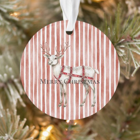 Christmas White Peppermint Deer Ornament (Boom)