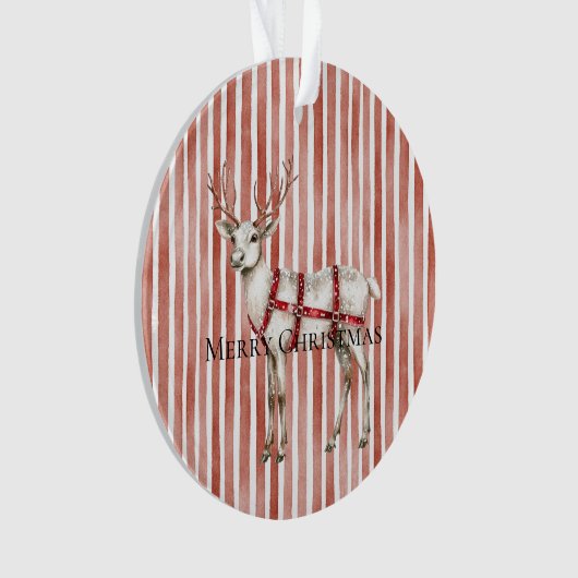 Christmas White Peppermint Deer Ornament (voorkant)
