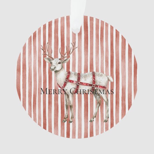 Christmas White Peppermint Deer Ornament (voorkant)