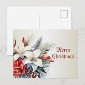Christmas White Red Flowers Holidays Elegant Briefkaart (Voorkant / Achterkant)