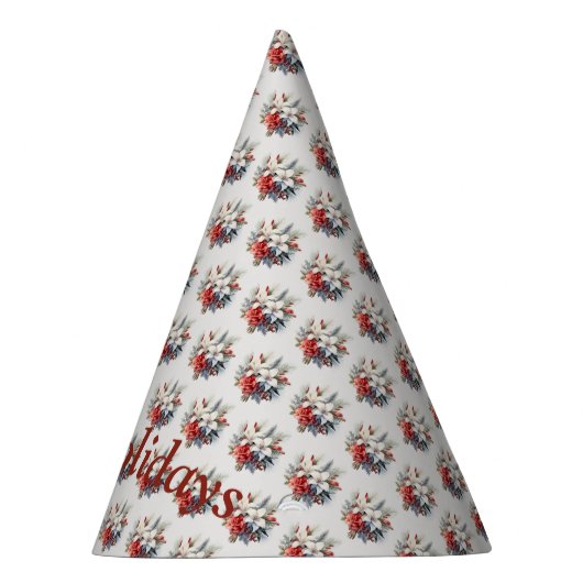 Christmas White Red Flowers Holidays Elegant Feesthoedjes (Rechts)