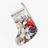 Christmas White Red Flowers Holidays Elegant Kleine Kerstsok (Achterkant (Hangend))