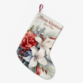 Christmas White Red Flowers Holidays Elegant Kleine Kerstsok (Voorkant (Hangend))
