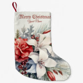 Christmas White Red Flowers Holidays Elegant Kleine Kerstsok (Voorkant)