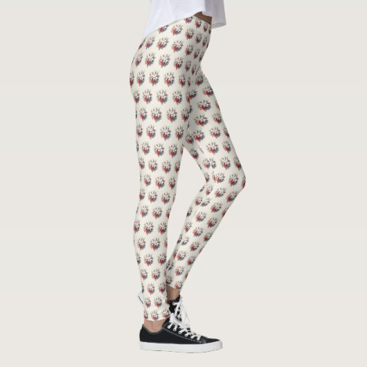 Christmas White Red Flowers Holidays Elegant Leggings (Rechts)