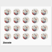 Christmas White Red Flowers Holidays Elegant Ronde Sticker (Vel)