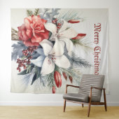 Christmas White Red Flowers Holidays Elegant Wandkleed (In Situ (horizontaal))