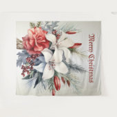 Christmas White Red Flowers Holidays Elegant Wandkleed (Voorkant (horizontaal))