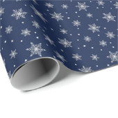 Christmas White Snowflakes Themed Packaging Black Cadeaupapier (Rol Hoek)