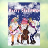 Christmas Window Cling Happy Gnomes Music Band Raamsticker (Vel 3)