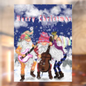 Christmas Window Cling Happy Gnomes Music Band Raamsticker (Vel 2)