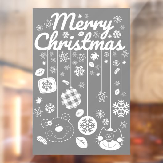 Christmas Window Cling – White Ornaments Raamsticker (Vel 2)