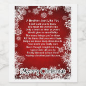 Christmas Wine Bottle Label - Brother Gedicht Wijn Etiket (Enkel label)