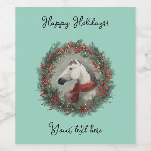 Christmas Wine Bottle Label customizable  Wijn Etiket (Enkel label)