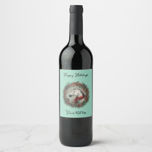 Christmas Wine Bottle Label customizable Wijn Etiket (Voorkant)